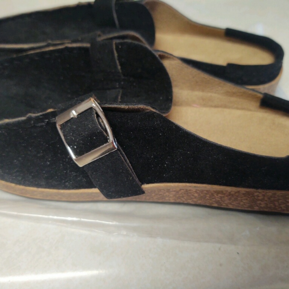 Leather mules cork slides